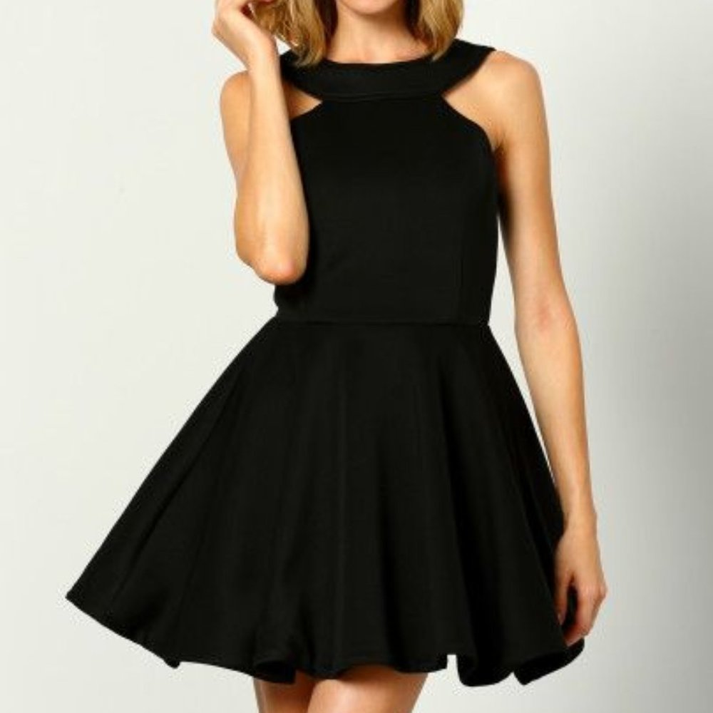 Brand New Sexy Black Flair Skater Dress - Picture 2 of 3